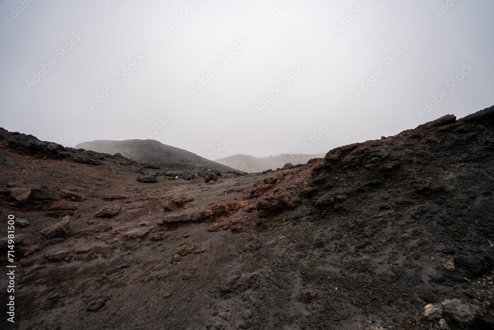 Etna volcano, cloudy day