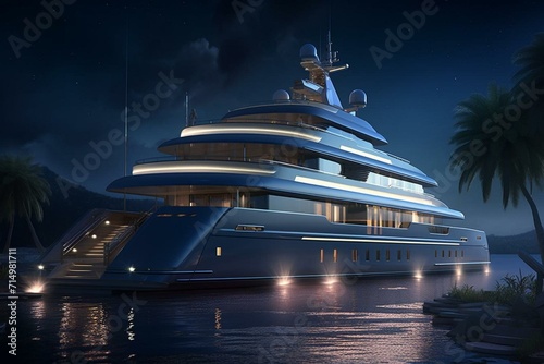 Rendering of a luxury boat. Generative AI © Aiden