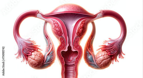 AI generated illustration of a healthy female reproductive system photo