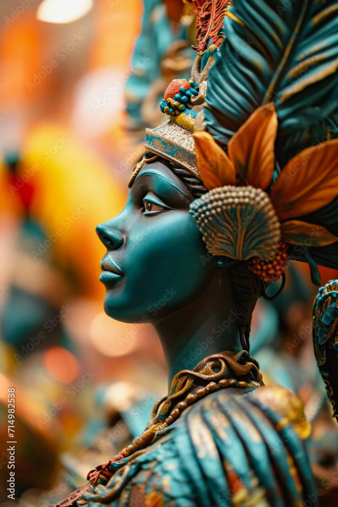 Festive Details: Zooming in on a Carnival-Goer's Happy Blue-Painted Visage