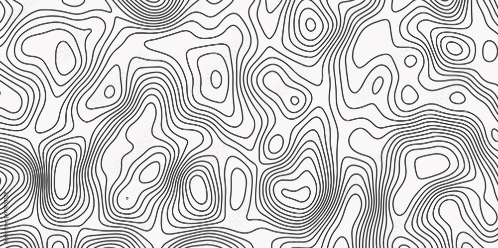 Obraz premium Topographic Map topo contour map and Ocean. Black-white background from a line similar to a Topographic Map in Contour Ocean topographic line map.