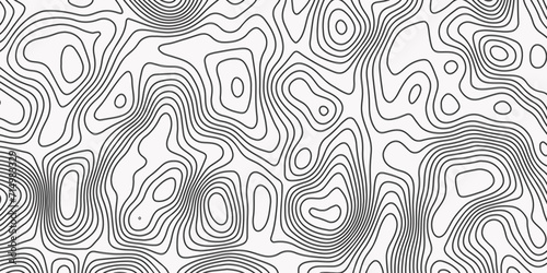 Topographic Map topo contour map and Ocean. Black-white background from a line similar to a Topographic Map in Contour Ocean topographic line map.