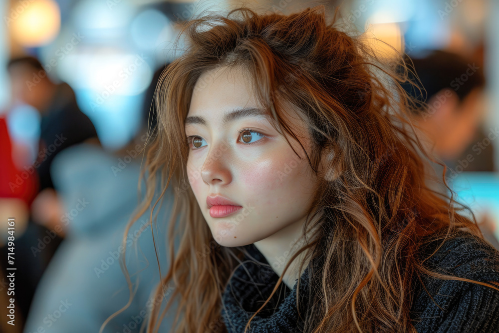 Portrait of a beautiful asian woman with long brown hair. Portrait of a beautiful asian woman with long brown hair.
