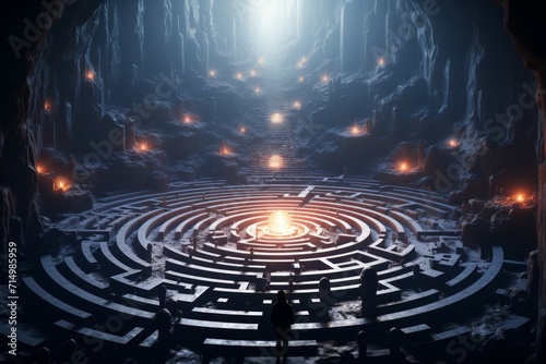 Mystic crystal labyrinths in Fantasy - Generative AI