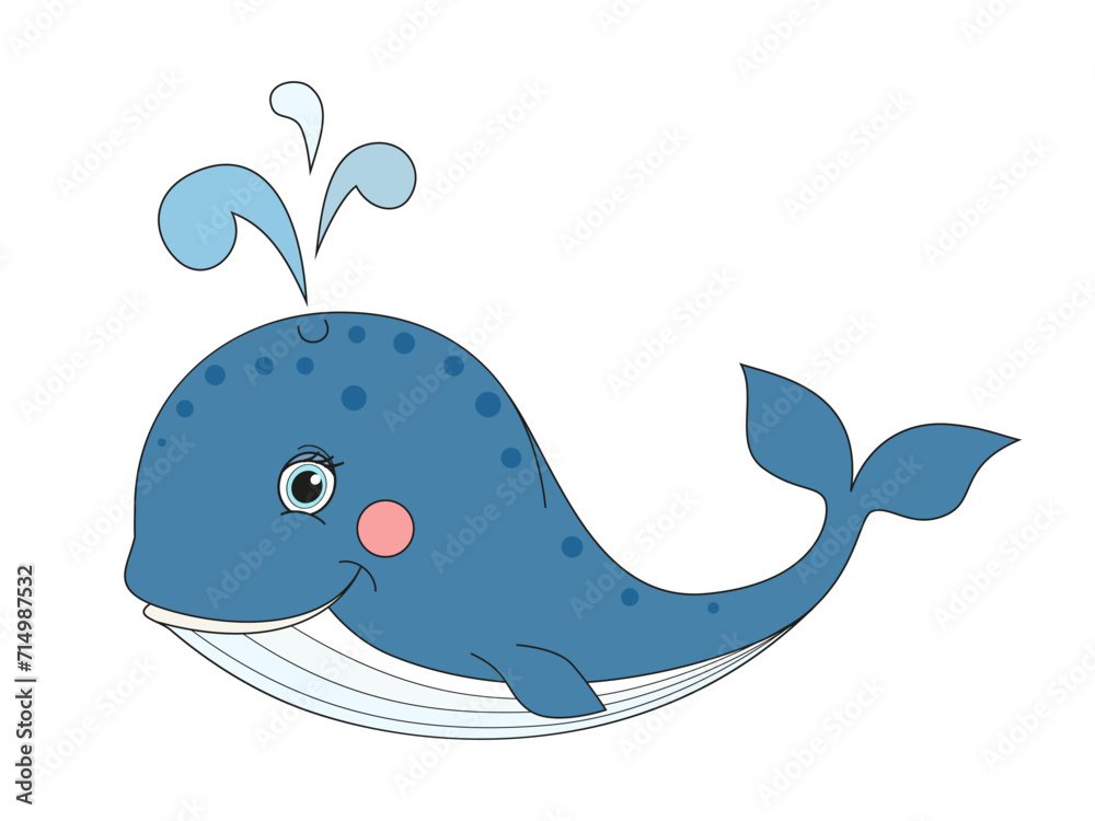 Cute whale cartoon. Vector illustration. Cute whale cartoon. Vector illustration.