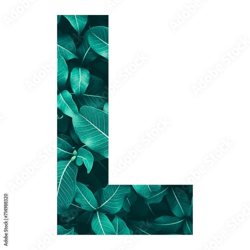 letter of L fill with green flower, L letter with green flower photo