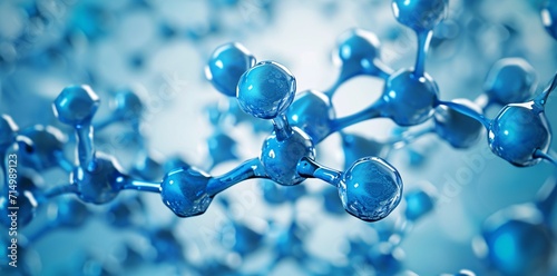A close-up of blue molecules in a biological structure Generative AI photo