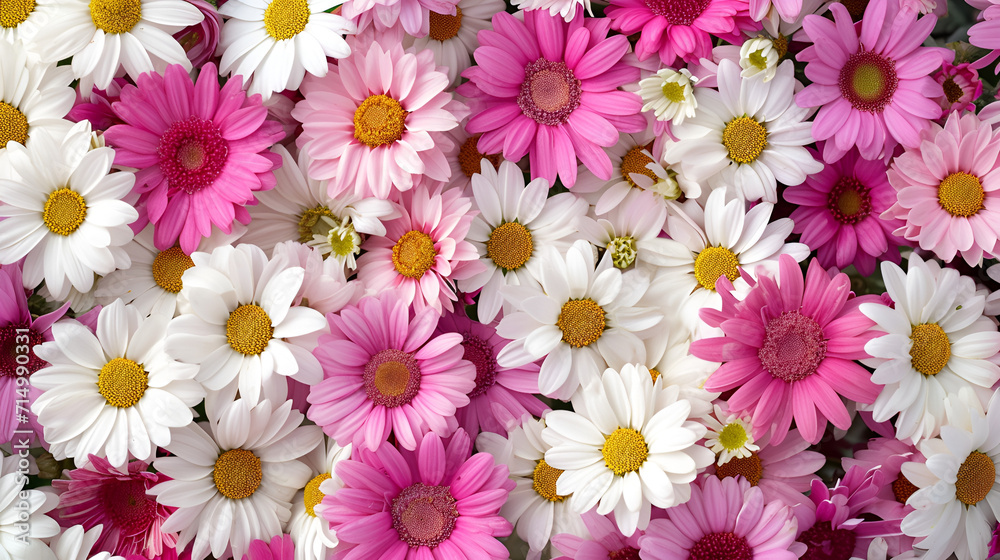 top view of many flowers, floral background top view of many flowers, floral background