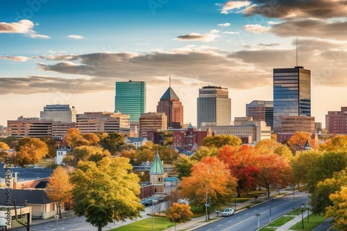 Cityscape of Hartford, Connecticut, USA. Generative AI photo