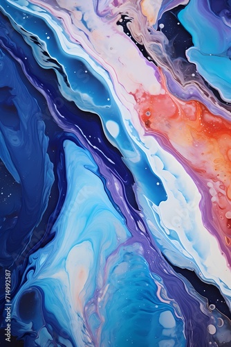 An up-close exploration of marble texture showcases a captivating kaleidoscope of vibrant colors  forming a mesmerizing symphony in an abstract composition.