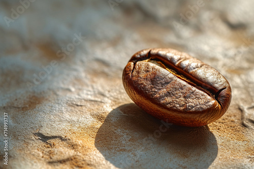 An illustration of a coffee bean casting a shadow that forms an abstract, artistic design,