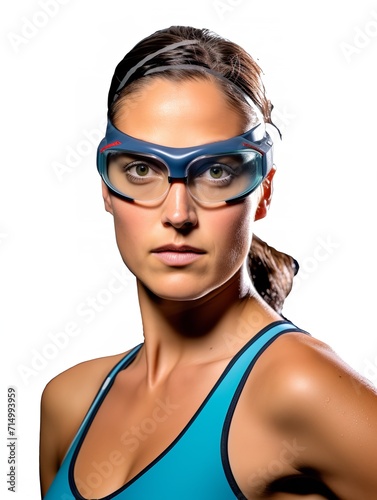 Elite Female Swimmer Racing, AI Generated