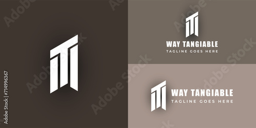 Abstract initial letter WT or TW logo in white color isolated in brown background applied for real estate investment firm logo also suitable for the brands or companies have initial name TW or WT.