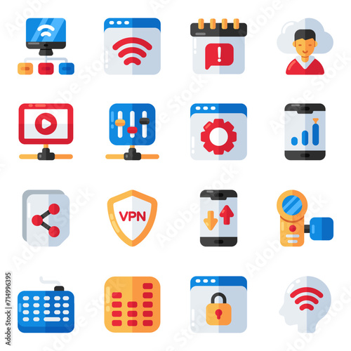 Set of Data and Technology Flat Icons

