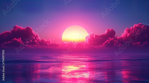 A gradient background, from a soft purple and ending with a rich blue, gives the impression of a m