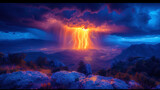 Lightning, piercing the dark sky over the etheric mountains, give the impression of an amazing and