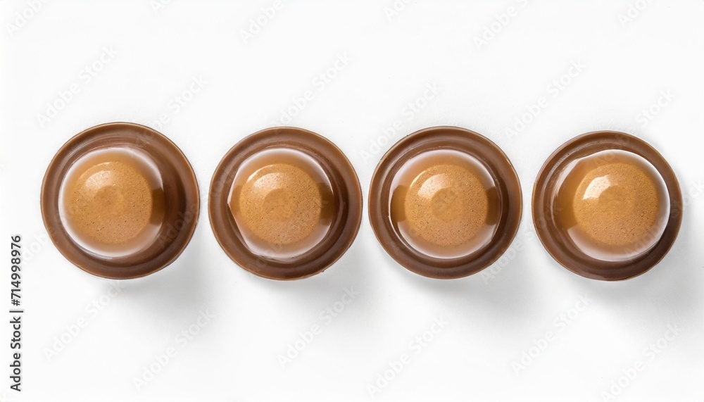 Naklejka premium january 2021 milan italy set of nescafe dolce gusto coffee capsules isolated on white background top view flat lay drink obtained from dosed capsule with roasted ground compressed natural coffee