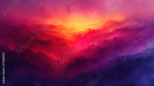 The gradient of sunset  from golden orange to purple  creates paintings in which each color is lik