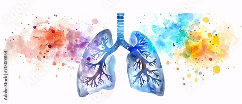 A watercolor illustration of a human lung Generative AI