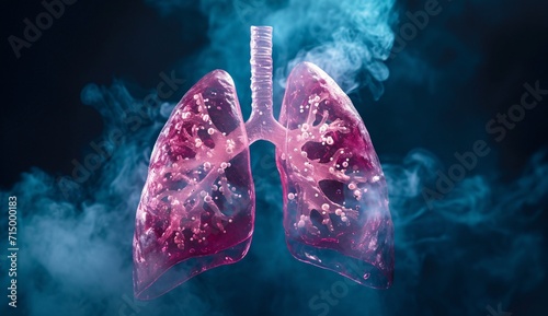 Purple Lung with Bubbles Generative AI photo