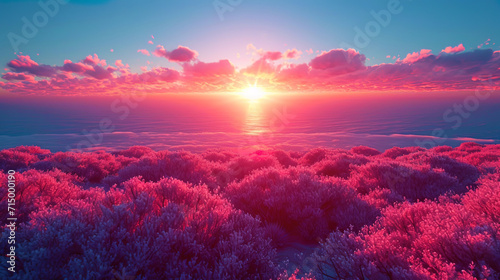 The gradient of sunset, which includes shades of lavender and amethyst, creates the impression of