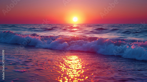 The gradient of sunset, turning from a warm amberous to a delicate peach, creates an atmosphere of