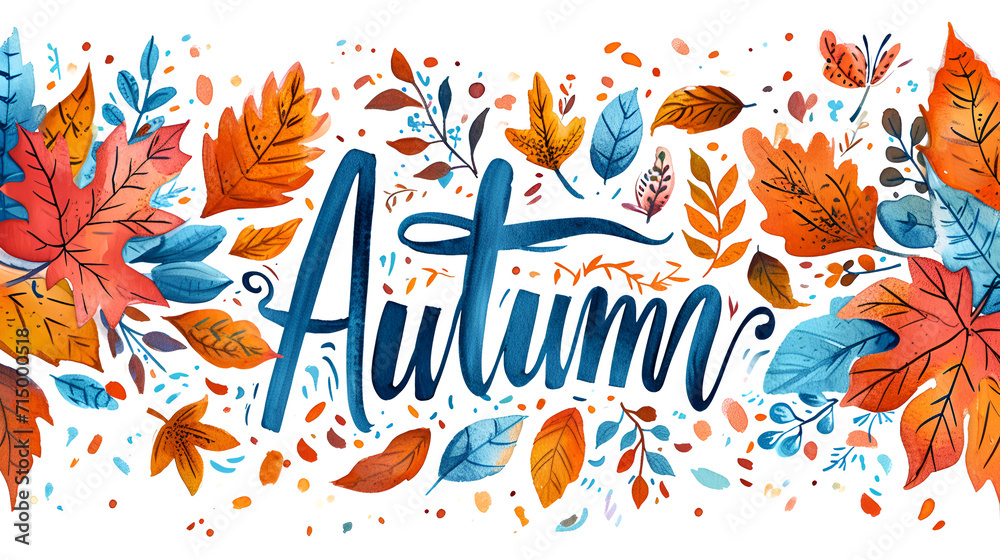 autumn leaves Banner With Orange Leaves, White Background Generative Ai
