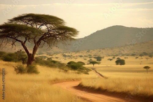 Scenic African landscape. Generative AI