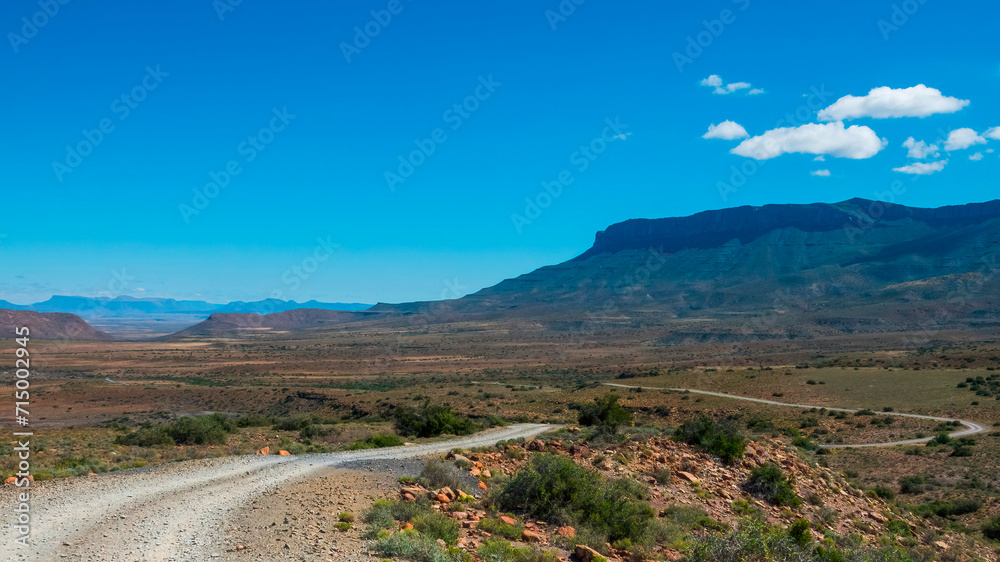 View across the Karoo plains from Doornhoek on the Potlekketjie loop, Karoo National Park, Western Cape, South Africa.