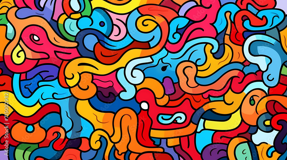 Funny doodle seamless pattern, artistic background