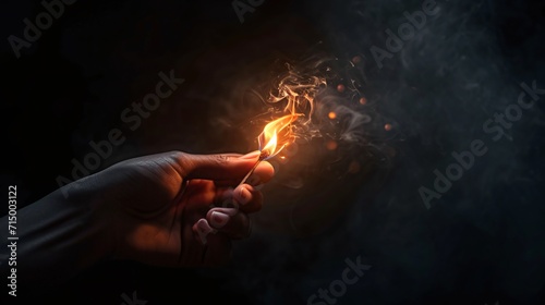 A person holding a lit match Generative AI photo