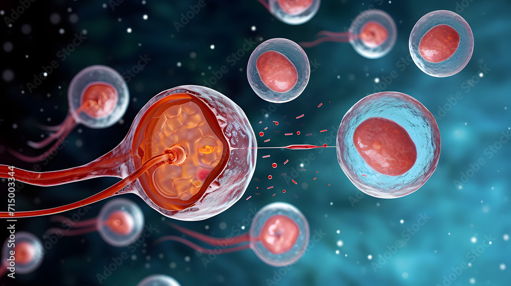 Embryo development. Secondary oocyte ovulation, fertilization an Stock ...