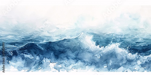 A painting of a blue ocean with waves Generative AI