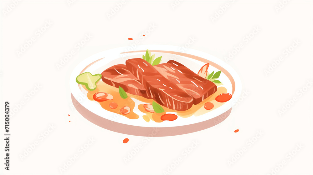 Beef in teriyaki sauce water color, cartoon, hand drawing, animation 3D, vibrant, minimalist style. ai generated. Beef in teriyaki sauce water color, cartoon, hand drawing, animation 3D, vibrant, minimalist style. ai generated.