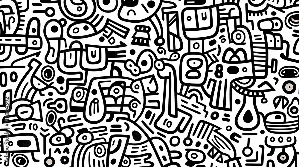 Abstract seamless doodle background, artistic background