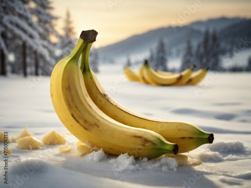 bananas on the snow