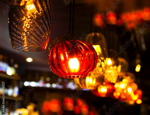 Different kind of light decoration in the bar photo