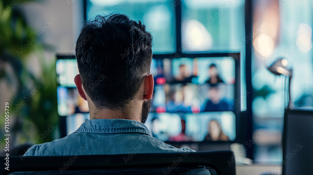 A man is relaxed in a chair as he chatting using video call A man is relaxed in a chair as he chatting using video call