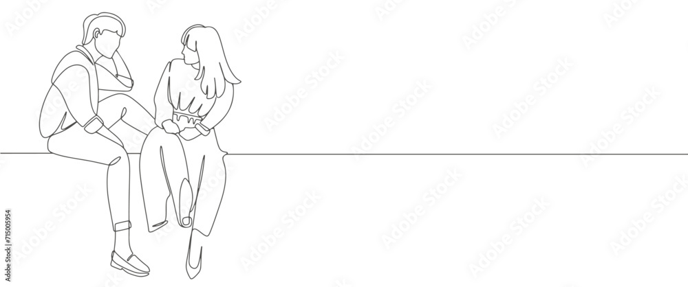 Illustration of happy couple in line art drawing style. Love and friendship black linear sketch isolated on white background. Vector illustration Illustration of happy couple in line art drawing style. Love and friendship black linear sketch isolated on white background. Vector illustration