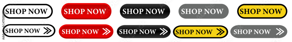 Shop Now Buy Now Button set Vector Illustration