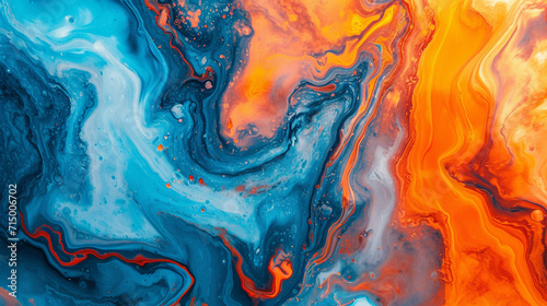 bright orange and blue marble background