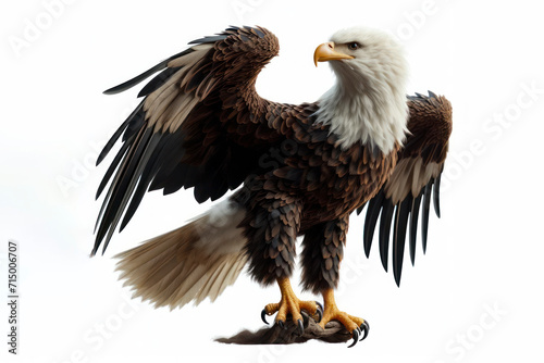 full body Eagle bird isolated on solid white background. ai generative
