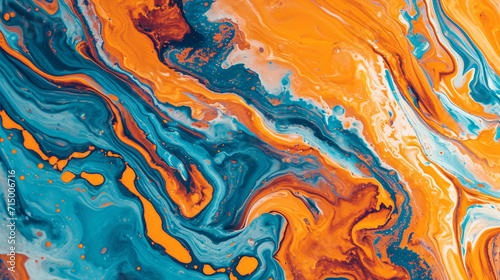 bright orange and blue marble background