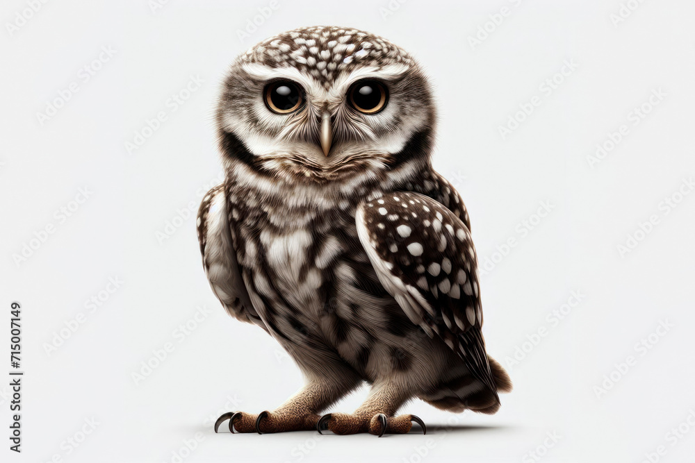 full body Owl bird isolated on solid white background. ai generative full body Owl bird isolated on solid white background. ai generative