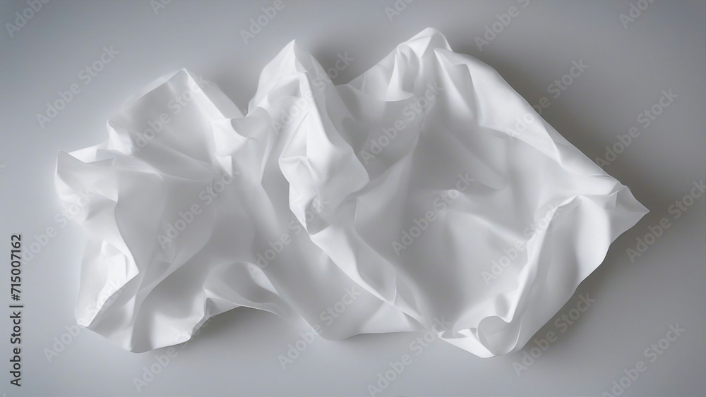 crumpled paper ball A realistic illustration of a crumpled white paper texture. The texture has a white color  