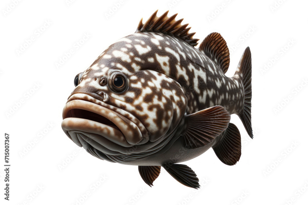 Obraz premium Grouper fish isolated on solid white background. ai generative