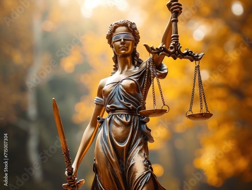A statue of lady justice holding a scale and sword photo