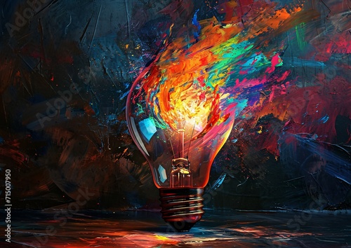 A brightly colored light bulb with a fire inside Generative AI