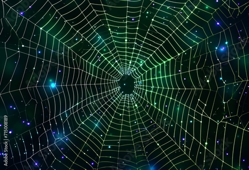 A Spinning Web of Green and Purple Lights Generative AI