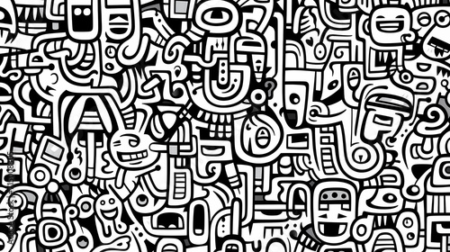 Funny doodle seamless pattern  artistic background